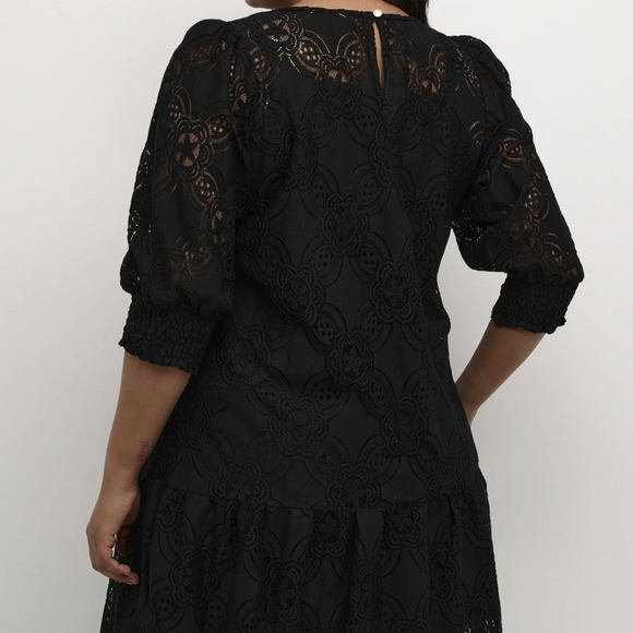 Black Lace Mini Dress 3/4:Sleeve size 24 EU 54 - Picture 7 of 17